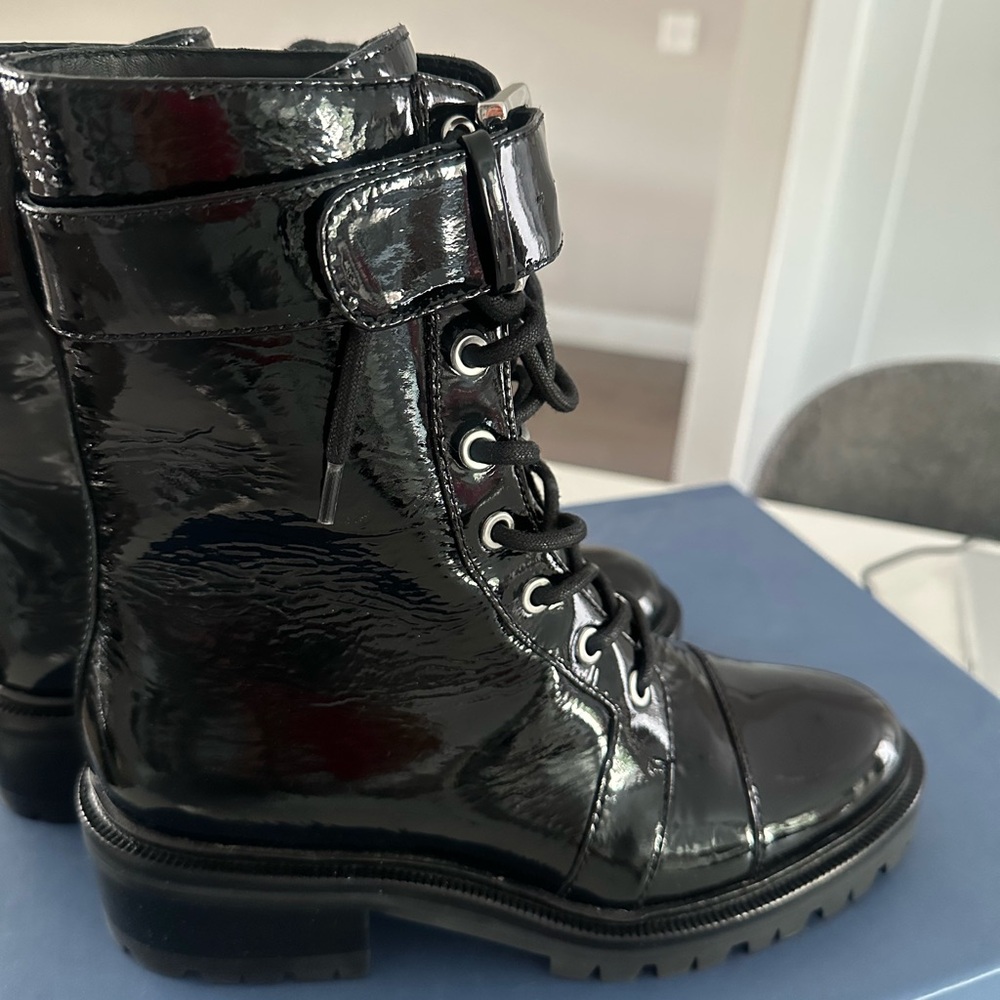 PAIGE Black Combat Boots with Chunky Sole